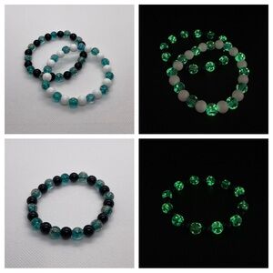 Glow In The Dark 2 Piece Bracelet Set ~ Teal